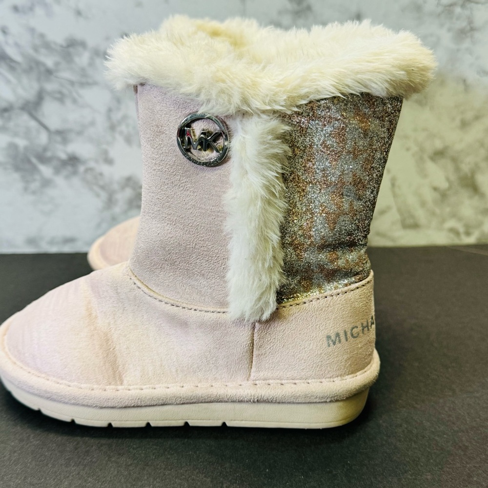 Michael Kors Girls Faux Fur Suede Boot Pink Multi Toddler Girl’s Size 7